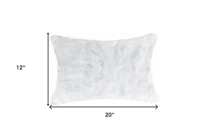 5" X 12" X 20" 100% Natural Rabbit Fur White Pillow