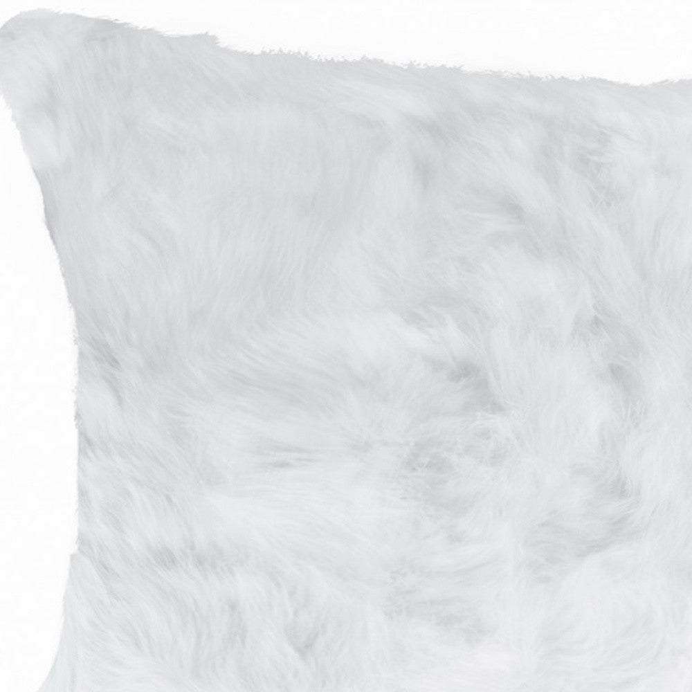 5" X 12" X 20" 100% Natural Rabbit Fur White Pillow