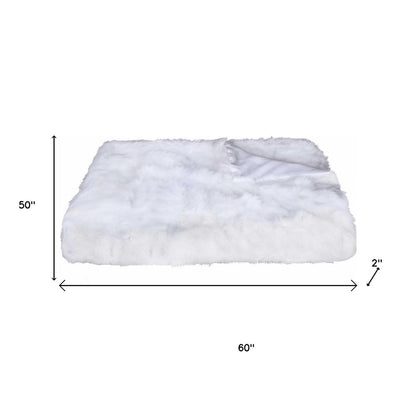 White Knitted Rabbit Solid Color Plush Reversable Throw