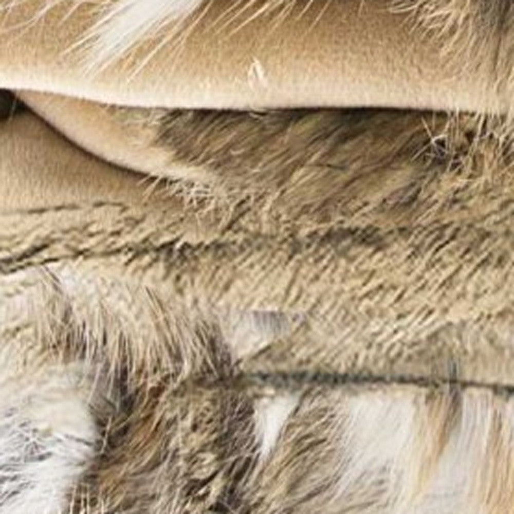 Tan Knitted Rabbit Fur Animal Print