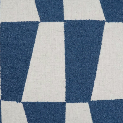 Blue and white checkerboard fabric with plush loop pile texture.