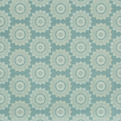 KRAVET CONTRACT CRYPTON MEDALLION / SUZANI / PERSIAN TURQUOISE,LIGHT BLUE,GOLD   - 35865.35.0