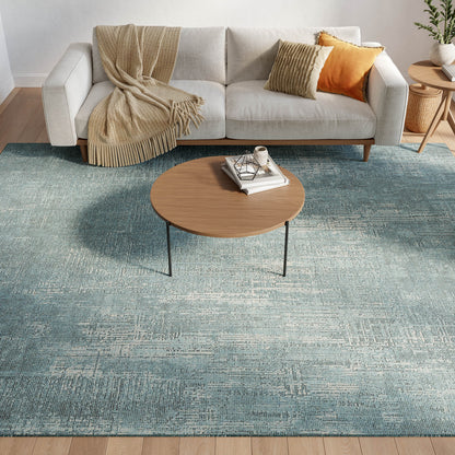 8′×10′ Botanical Washables area rug by Nourison Home in green with abstract botanical flat-weave pattern, machine washable, modern indoor area rug