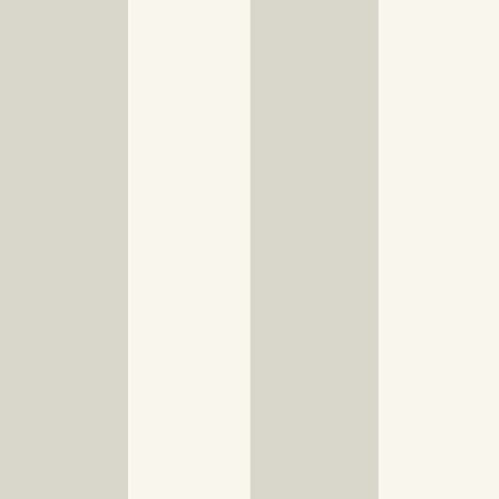 Beige and grey wide stripe wallcovering with a textured finish; soft neutral wallpaper design.