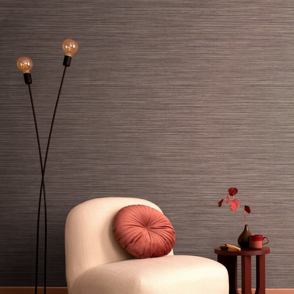 Brown and purple textured wallpaper with a horizontal pattern.
