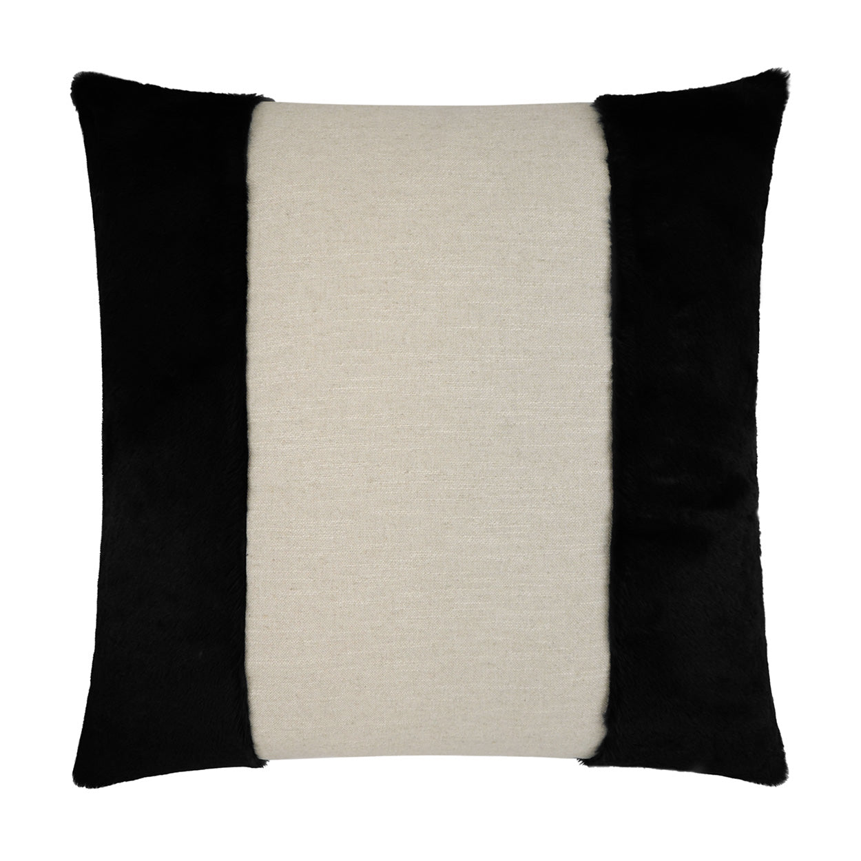 D.V. KAP HOME   24" x 24" Courchevel Pillow - Black Faux Fur, Transitional    - 3598-B-2424