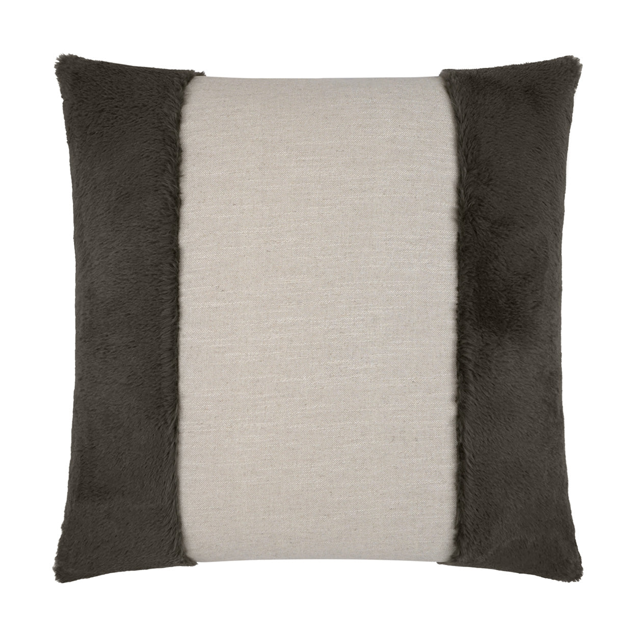 D.V. KAP HOME   24" x 24" Courchevel Pillow - Grey Brown Faux Fur, Transitional    - 3598-GB-2424