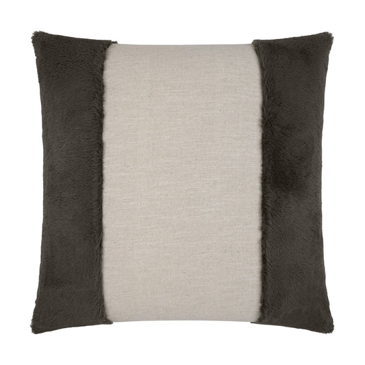 D.V. KAP HOME   24" x 24" Courchevel Pillow - Grey Brown Faux Fur, Transitional    - 3598-GB-2424