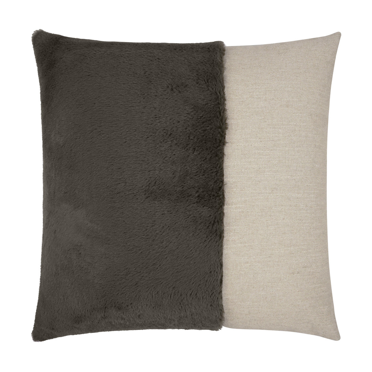 D.V. KAP HOME   24" x 24" St. Moritz Pillow - Grey Brown Faux Fur, Transitional    - 3599-GB-2424