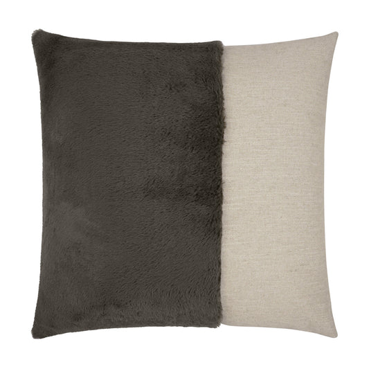 D.V. KAP HOME   24" x 24" St. Moritz Pillow - Grey Brown Faux Fur, Transitional    - 3599-GB-2424