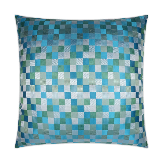 D.V. KAP HOME   24" x 24" Cubit Pillow - Aqua Modern, Plaid - Check    - 3604-A-2424