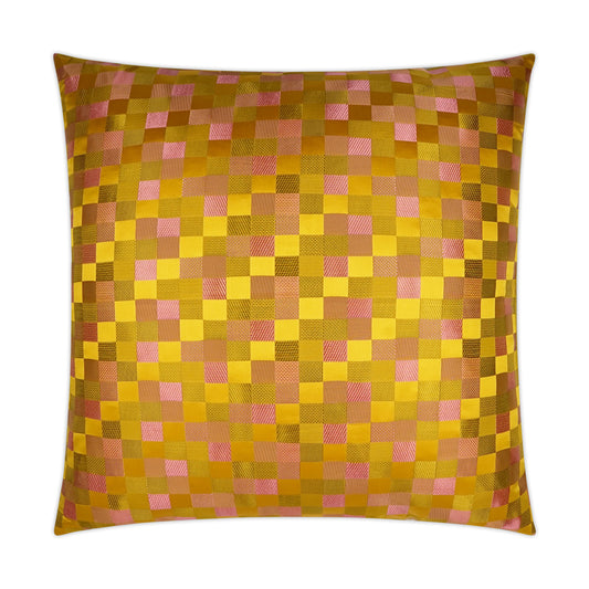 D.V. KAP HOME   24" x 24" Cubit Pillow - Gold Modern, Plaid - Check    - 3604-G-2424