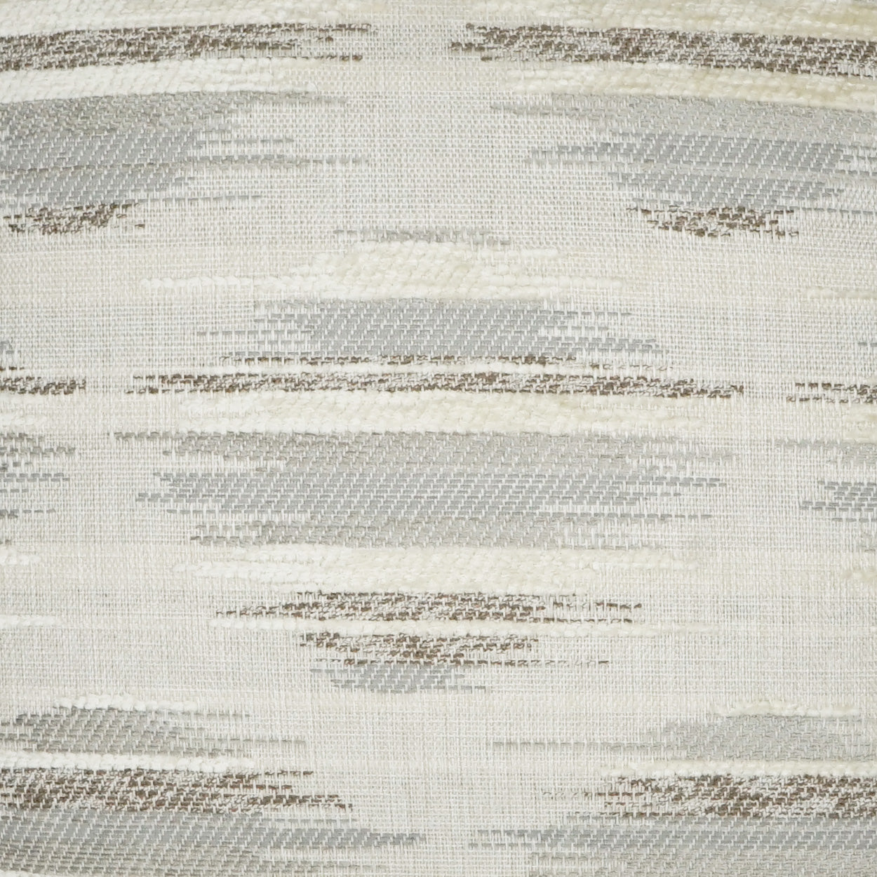 Neutral woven fabric with beige-gray abstract brushstroke pattern; upholstery or drapery material.