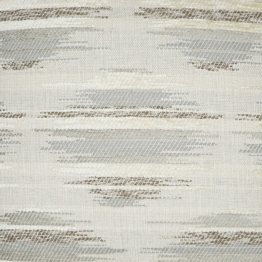 Neutral woven fabric with beige-gray abstract brushstroke pattern; upholstery or drapery material.
