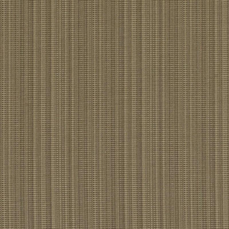 Brown woven upholstery fabric with subtle vertical tan and beige stripes.