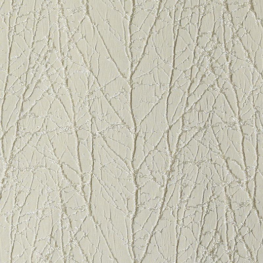 Cream crackle-textured upholstery fabric with irregular branching vein pattern.