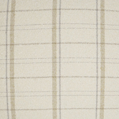 Cream plaid pillow with beige and light gray crossing stripes on a soft woven texture, 24" x 24