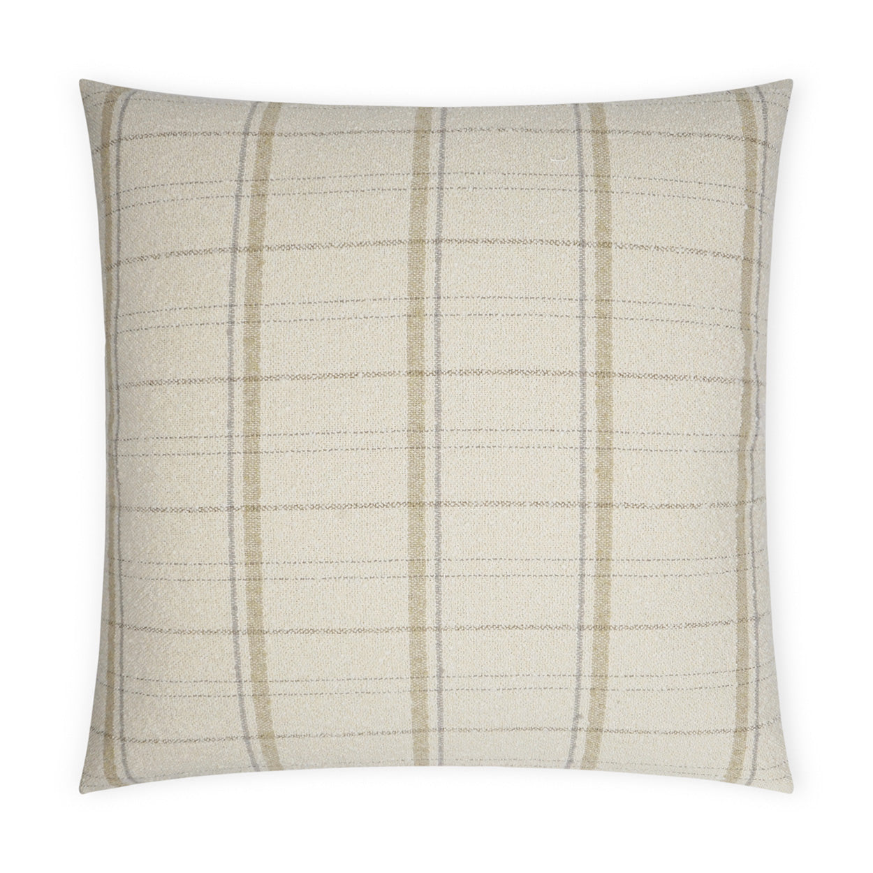 Cream textured square pillow; cozy home decor accent.