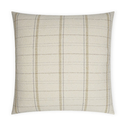 Cream textured square pillow; cozy home decor accent.