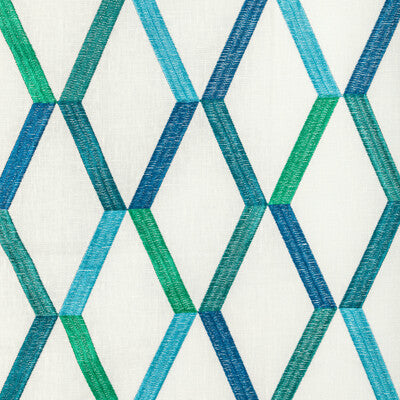 KRAVET DESIGN EMBROIDERY GEOMETRIC GREEN,TEAL,BLUE   - 36316.353.0