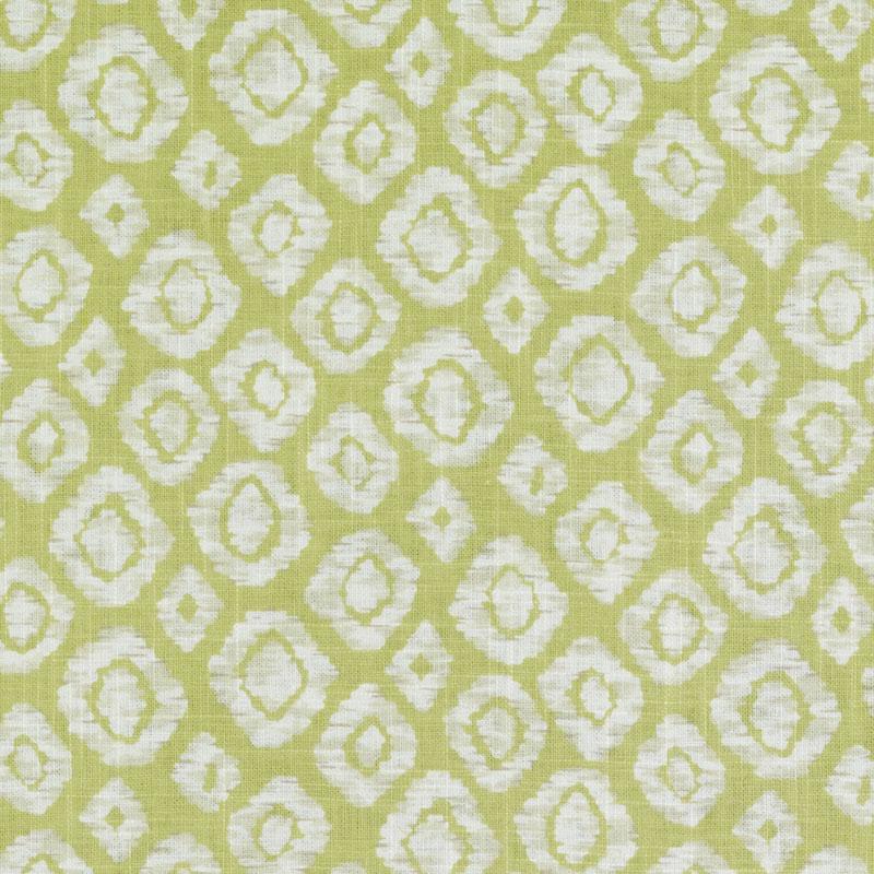 Light lime-green fabric with a white diamond lattice pattern.