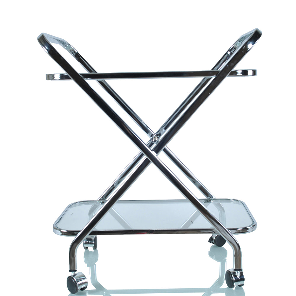 16.5" X 26.25" X 30.5" Chrome Xshape  Bar Cart