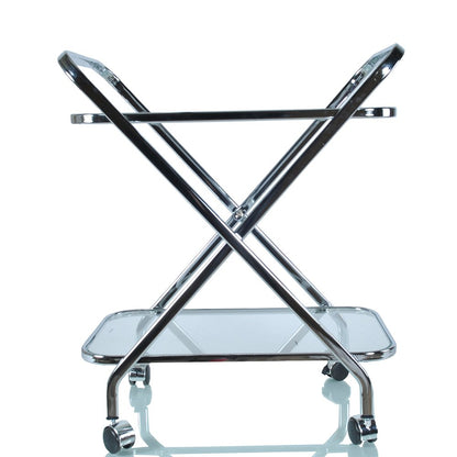 16.5" X 26.25" X 30.5" Chrome Xshape  Bar Cart