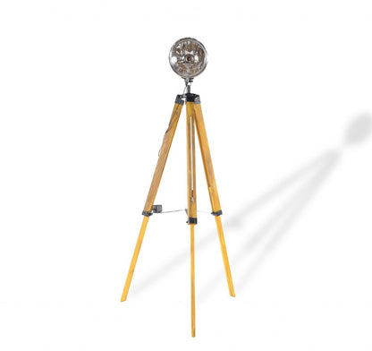 35" Brown Tripod Floor Lamp With Cone
