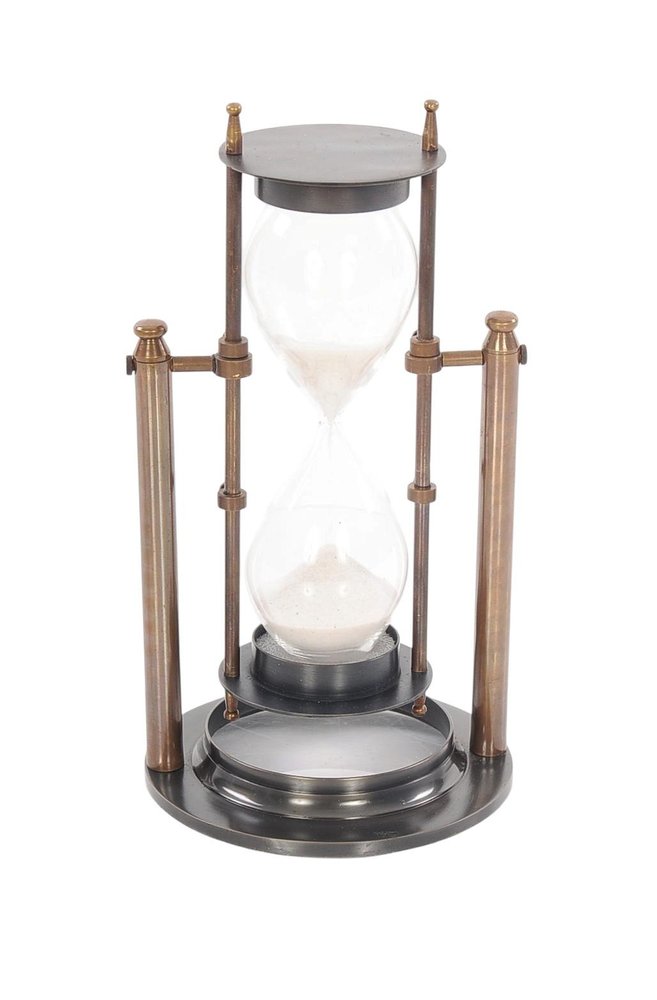 4.5" X 4.5" X 8.5" Brass Revolving Sandtimer