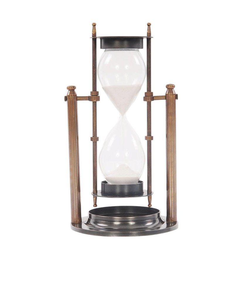 4.5" X 4.5" X 8.5" Brass Revolving Sandtimer