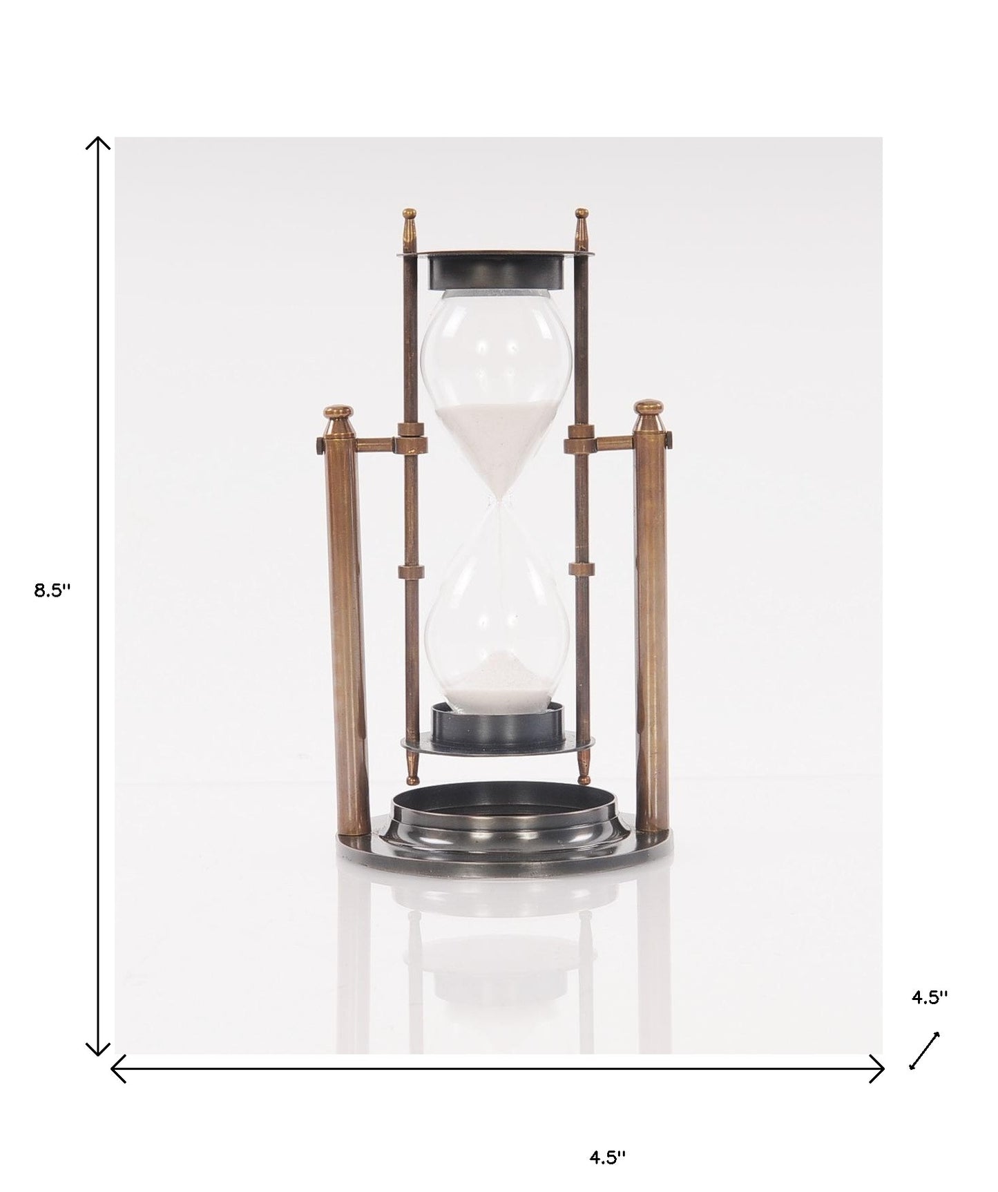 4.5" X 4.5" X 8.5" Brass Revolving Sandtimer