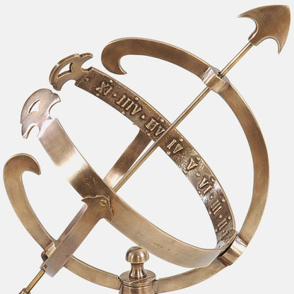 14" Brass And Black Metal Hand Painted Figurine Tabletop Sculpture