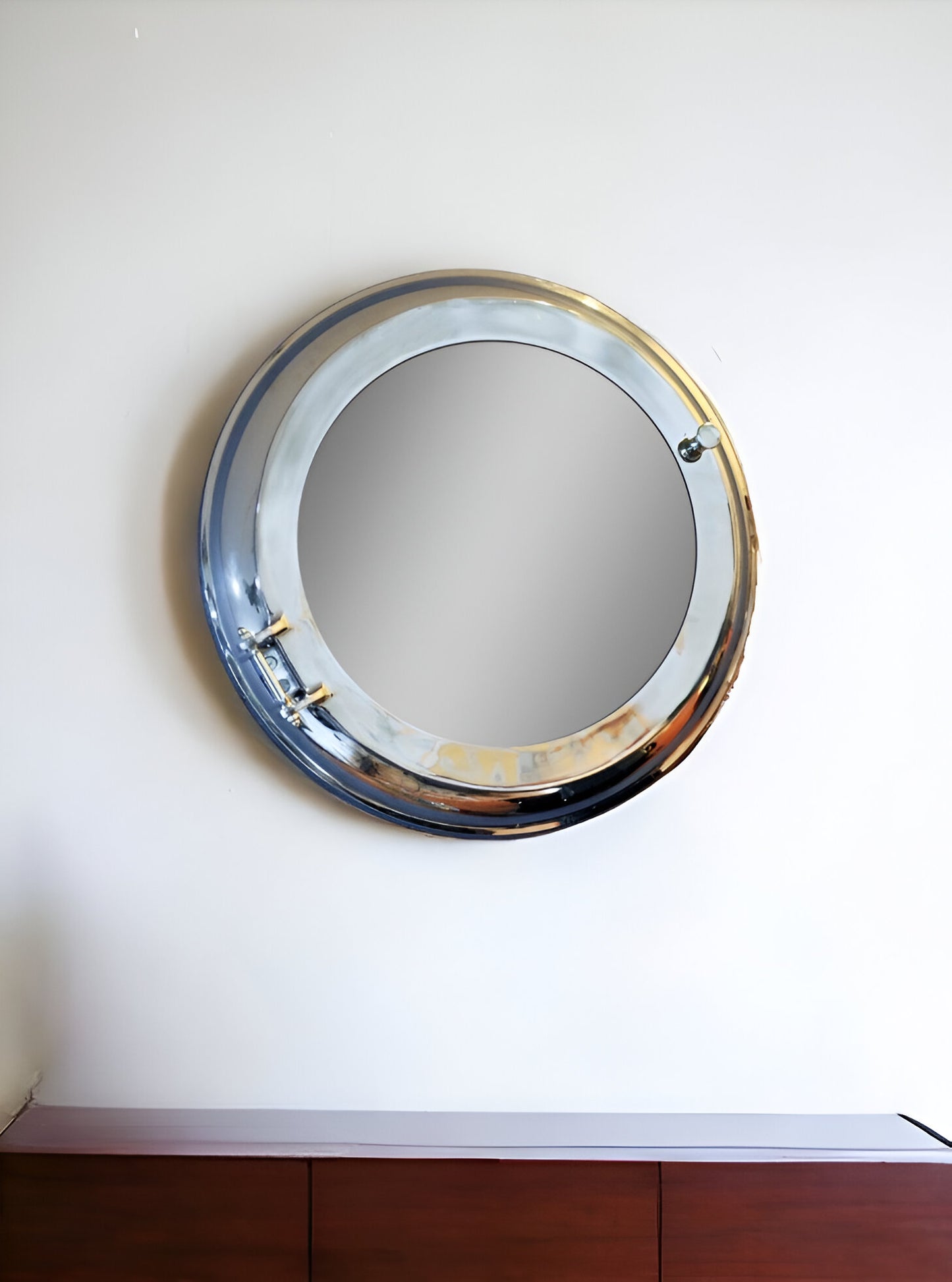 21" Silver Round Aluminum Framed Accent Mirror