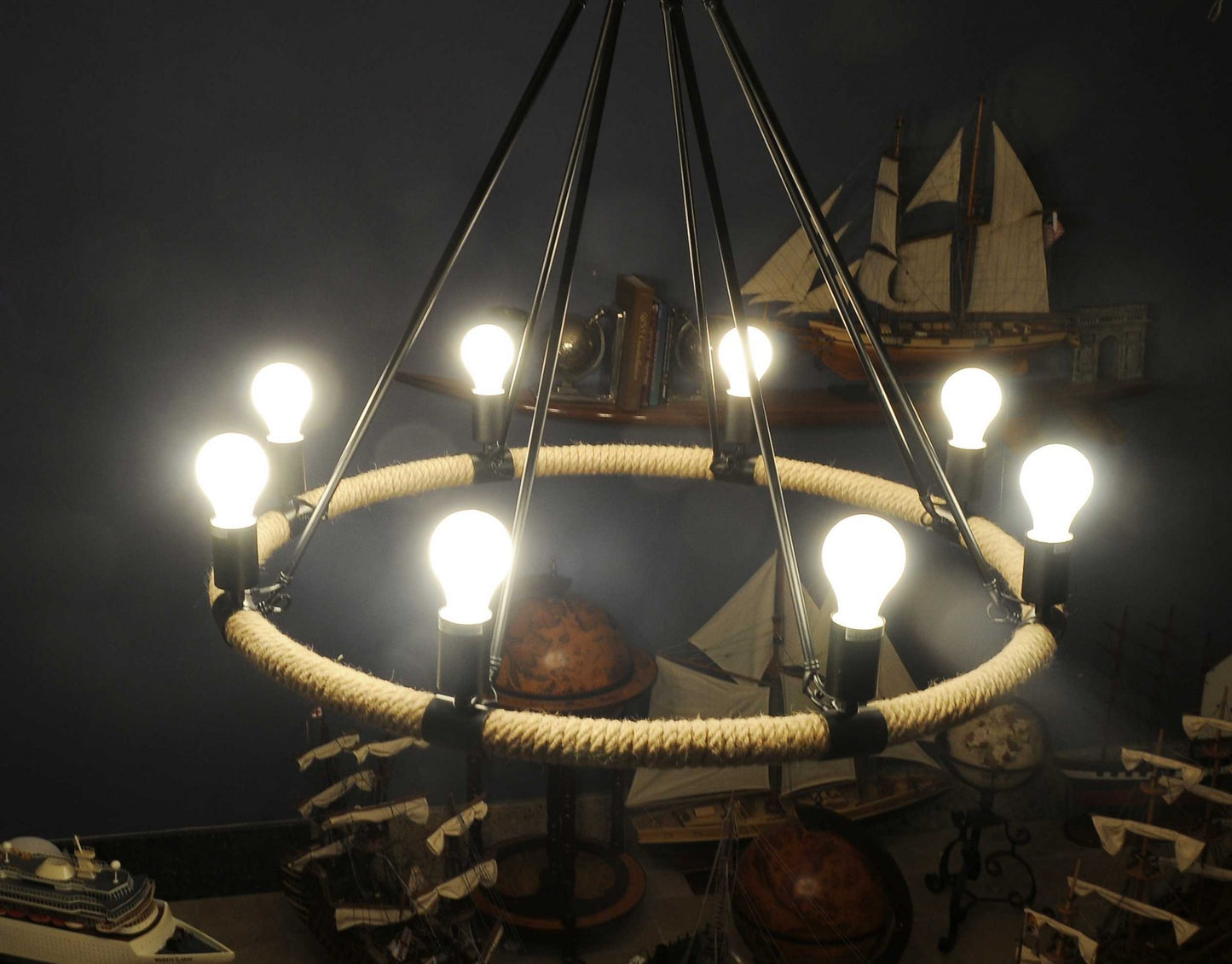 32" X 37" X 32" 8 Bulbs Rope  Pendant Lamp