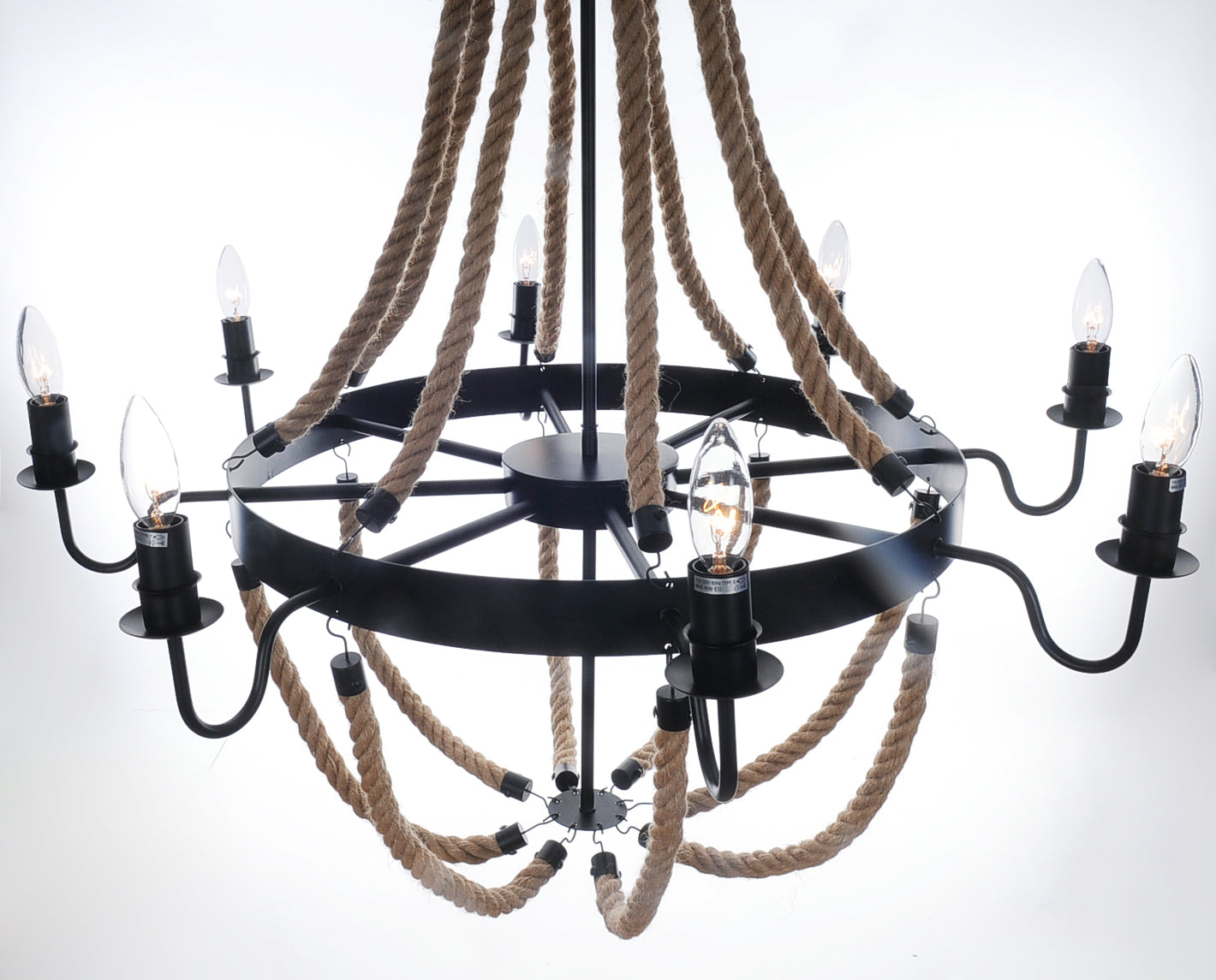 35.5" X 35.5" X 47" 8 Bulbs Large Rope  Pendant Lamp