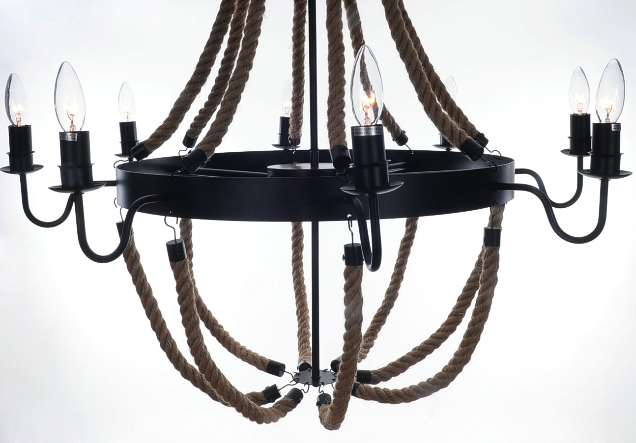 35.5" X 35.5" X 47" 8 Bulbs Large Rope  Pendant Lamp