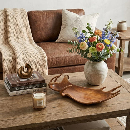 12" Brown Antler Resin Serving Tray