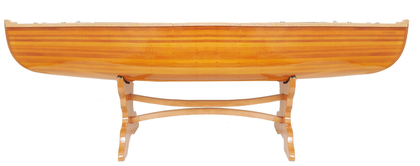 Natural Solid Wood and Glass Canoe Coffee Table