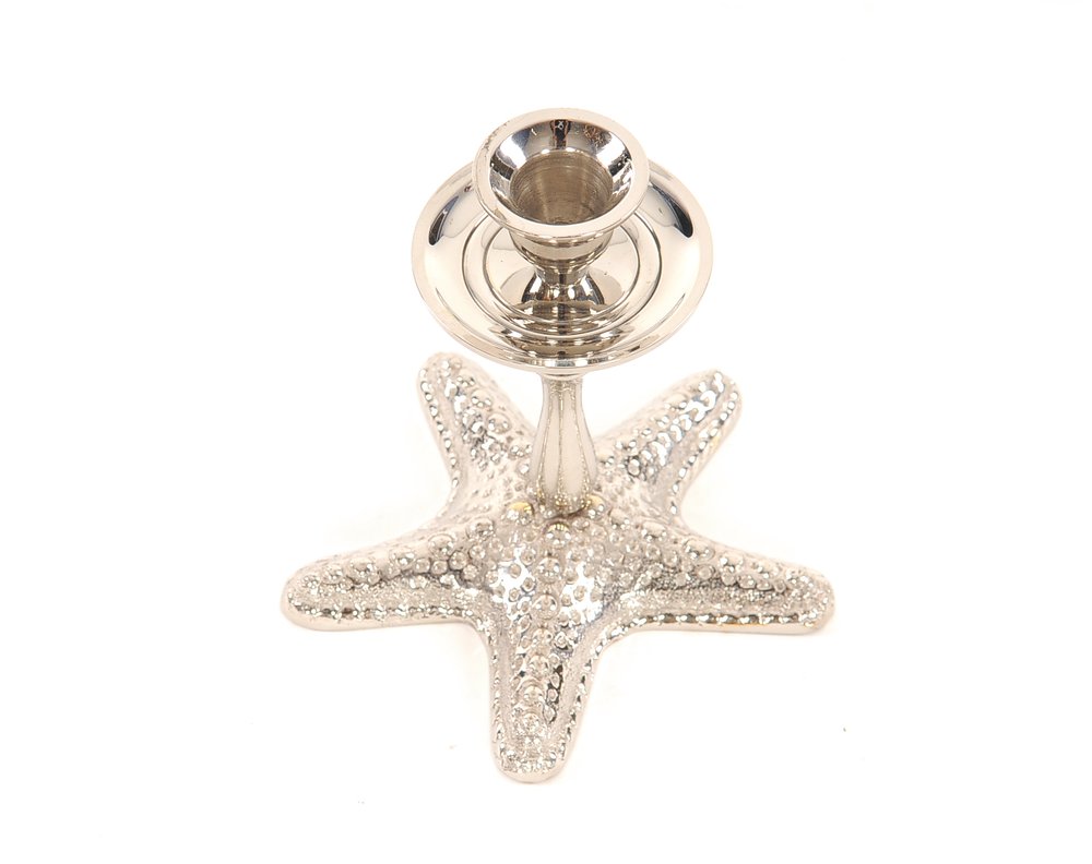 5" Silver Brass Starfish Tabletop Candle Holder