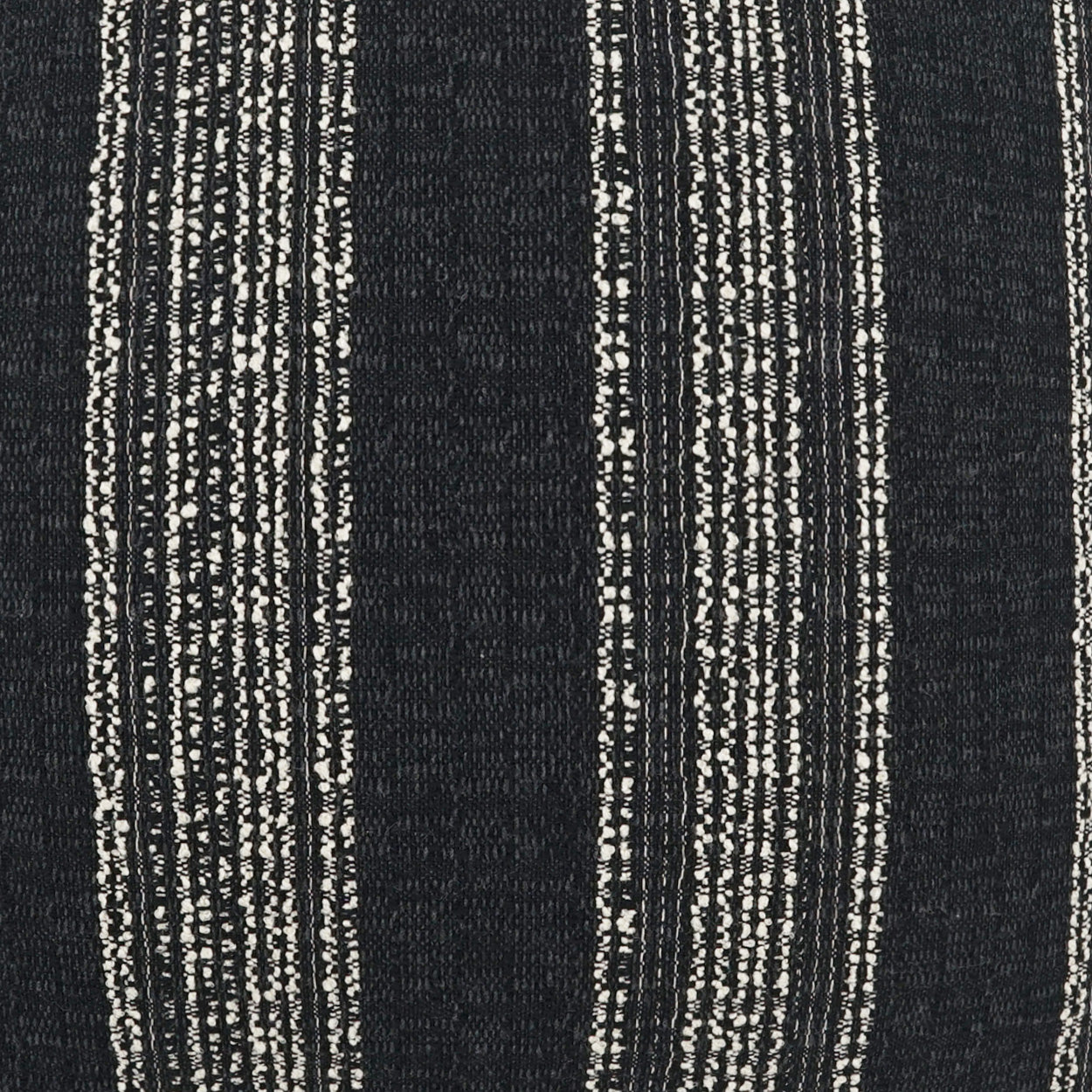 Dark navy woven fabric with narrow white dotted vertical stripes; versatile upholstery textile for furniture.