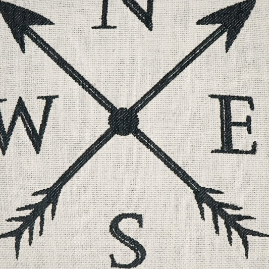 D.V. KAP HOME 3655-YARD Navigation Fabric Novelty, Farmhouse  Ivory, Black   - Navigation