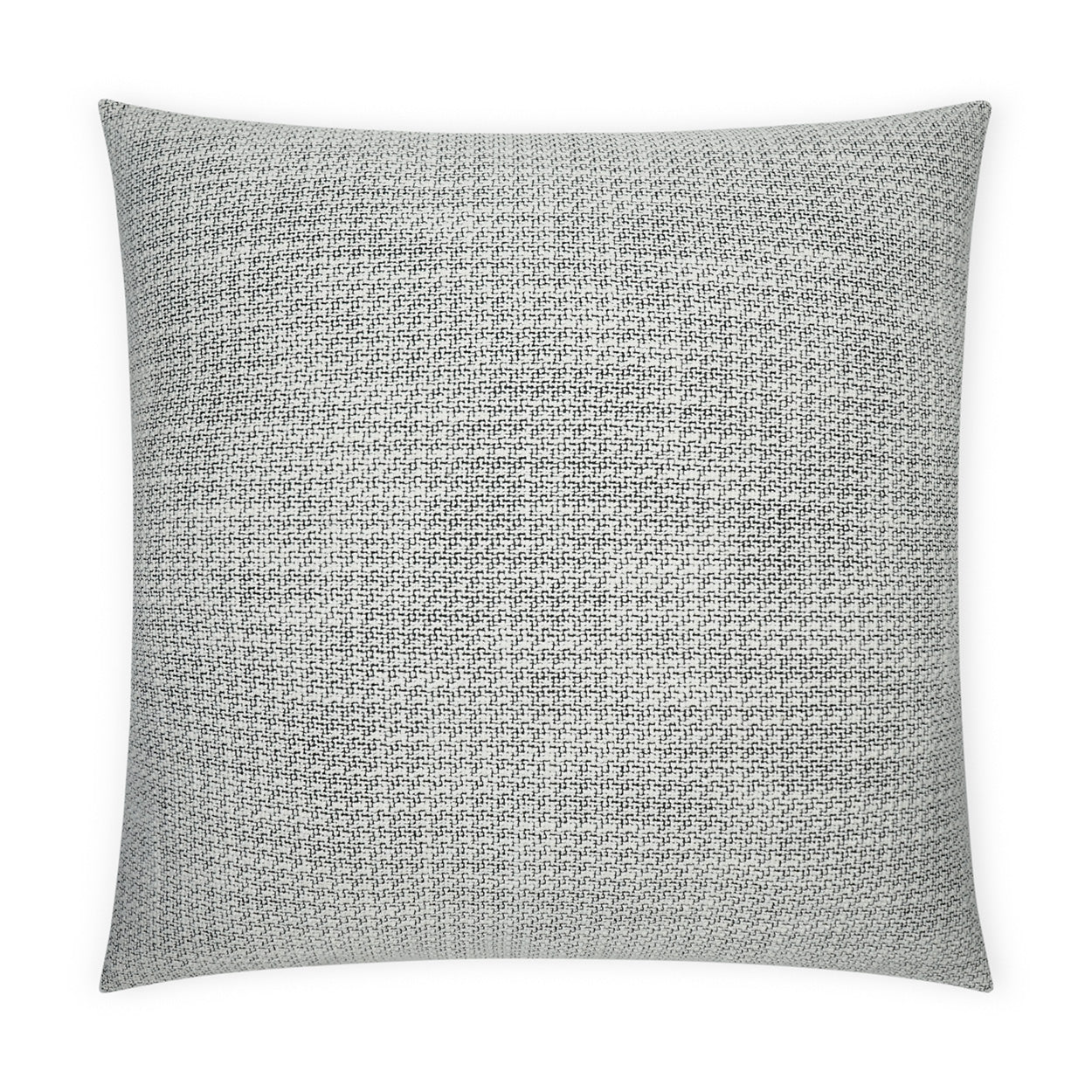Light gray square decorative pillow with a subtle woven speckled texture.
