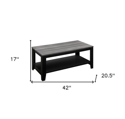 Set of Three 42" Gray And Black Coffee Table With Shelf