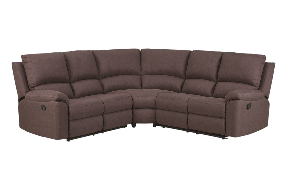Brown Polyester Blend Reclining U Shaped Three Piece Corner Sectional