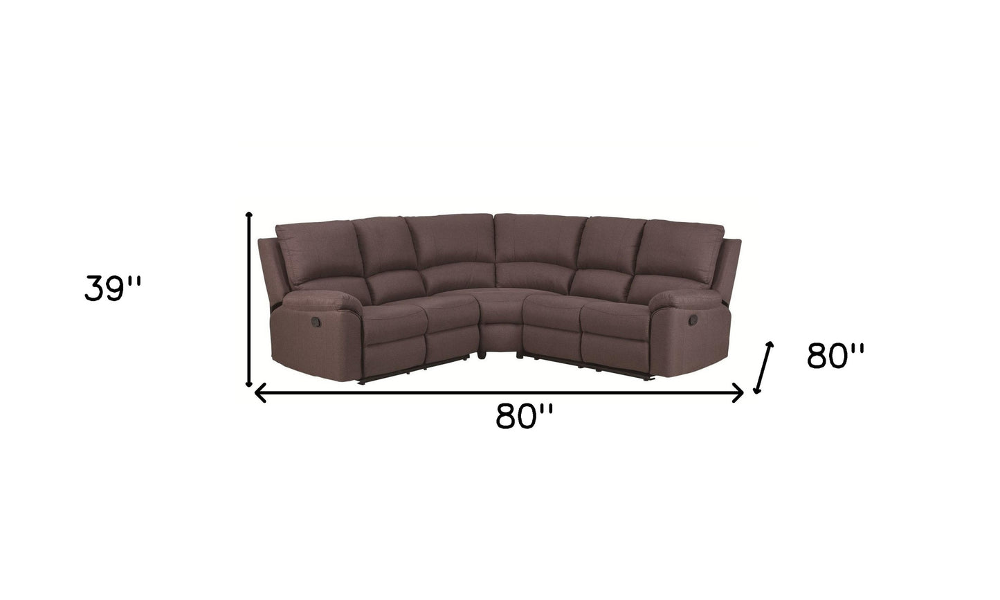 Brown Polyester Blend Reclining U Shaped Three Piece Corner Sectional