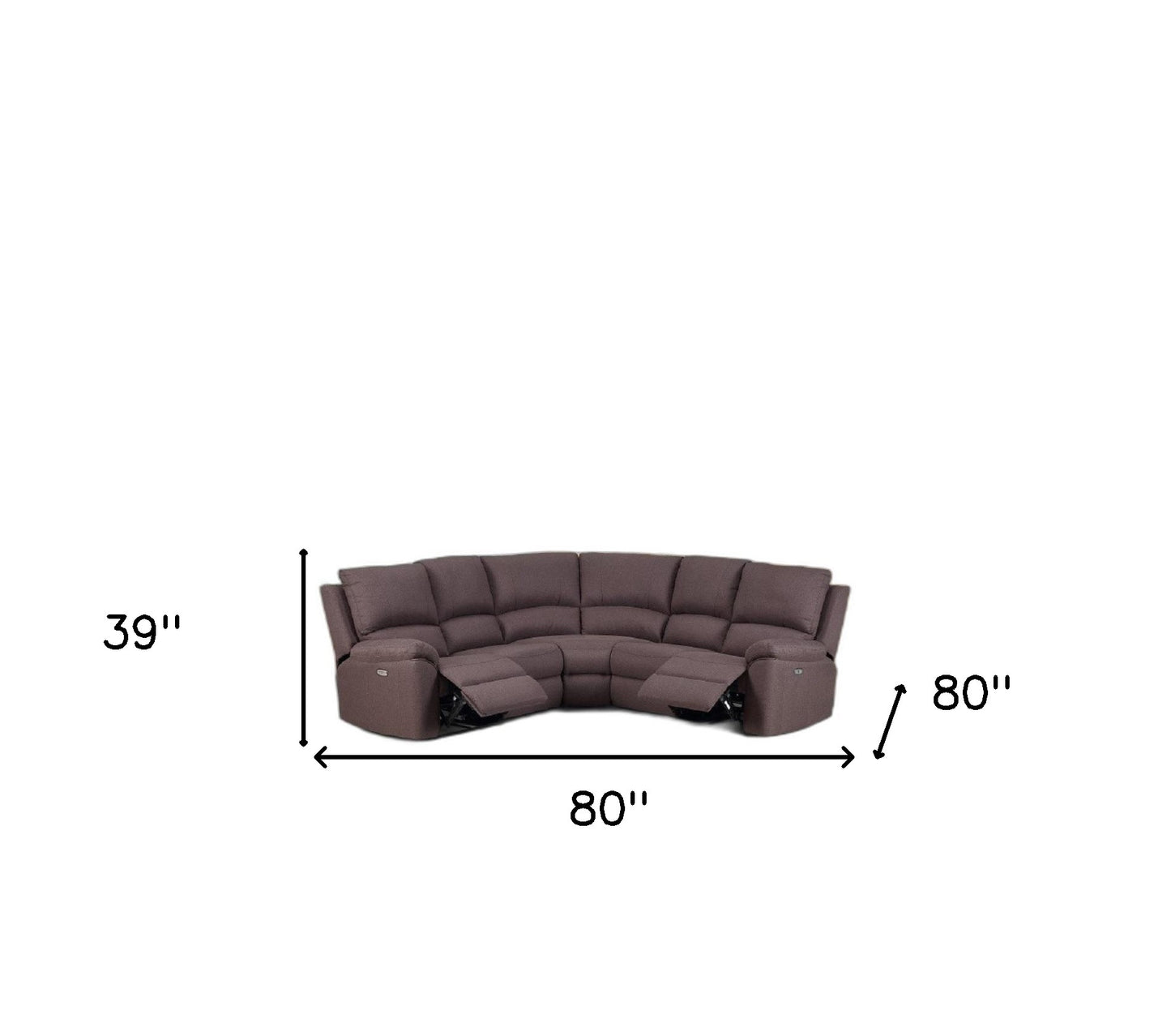 Brown Polyester Blend Power Reclining U Shaped Three Piece Corner Sectional