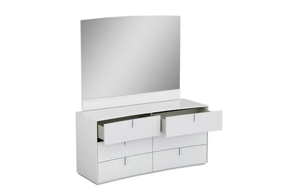 62" White Wood Six Drawer Double Dresser