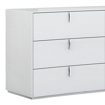 62" White Wood Six Drawer Double Dresser