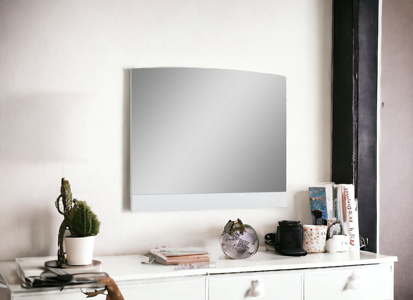 45"  White Partial Frame Dresser Mirror