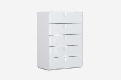 31" White Wood Five Drawer Dresser